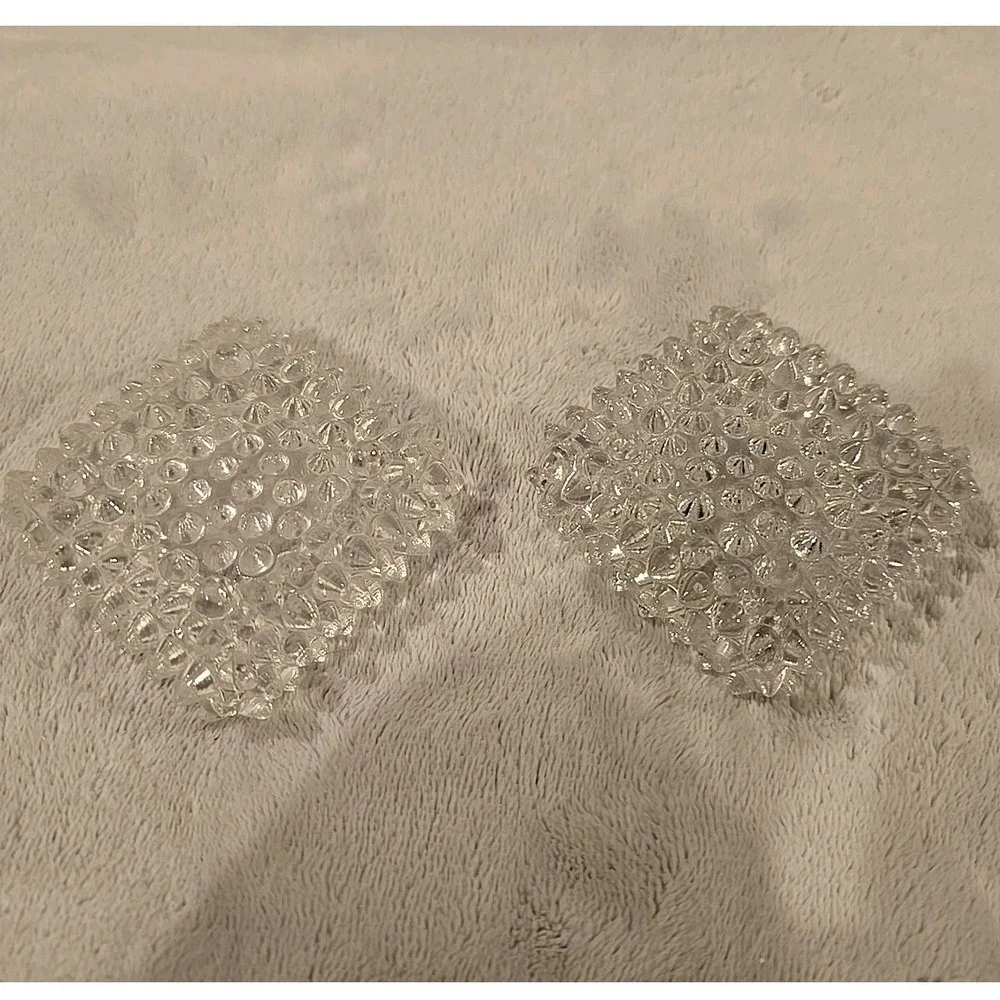 2 Vintage Fenton Hobnail Glass Square Votive Candle Holders‎